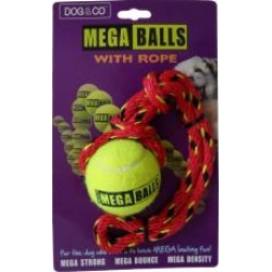 Dog & Co Mega Ball With Rope 2.5" Hem & Boo